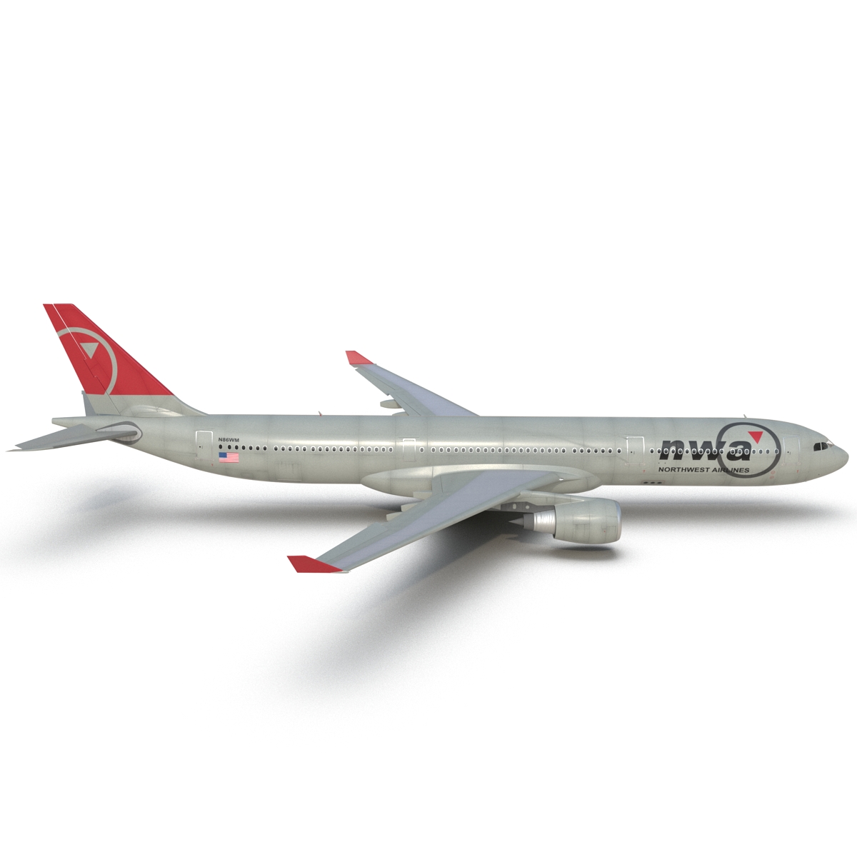 Jet Airliner Airbus A330-300 Northwest Airlines Rigged 3D model