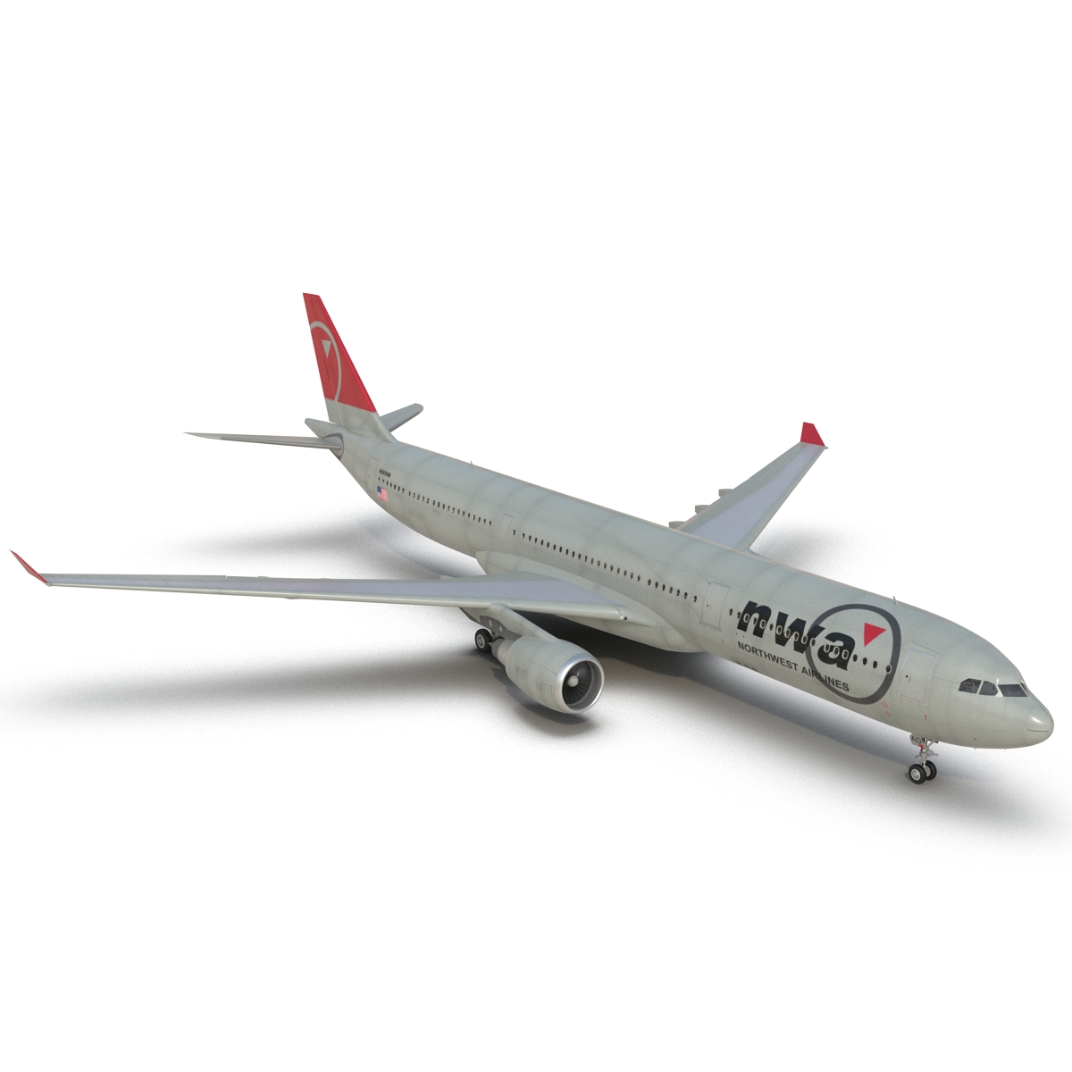 Jet Airliner Airbus A330-300 Northwest Airlines Rigged 3D model