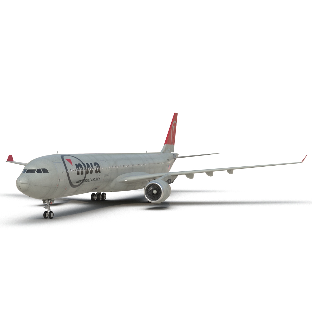 Jet Airliner Airbus A330-300 Northwest Airlines Rigged 3D model