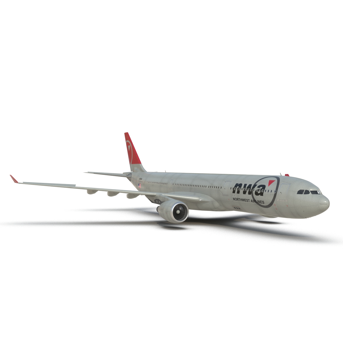 Jet Airliner Airbus A330-300 Northwest Airlines Rigged 3D model