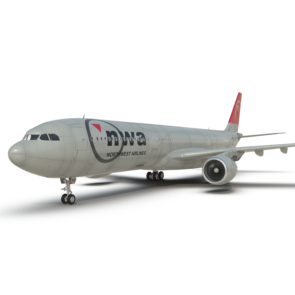 Jet Airliner Airbus A330-300 Northwest Airlines Rigged 3D model