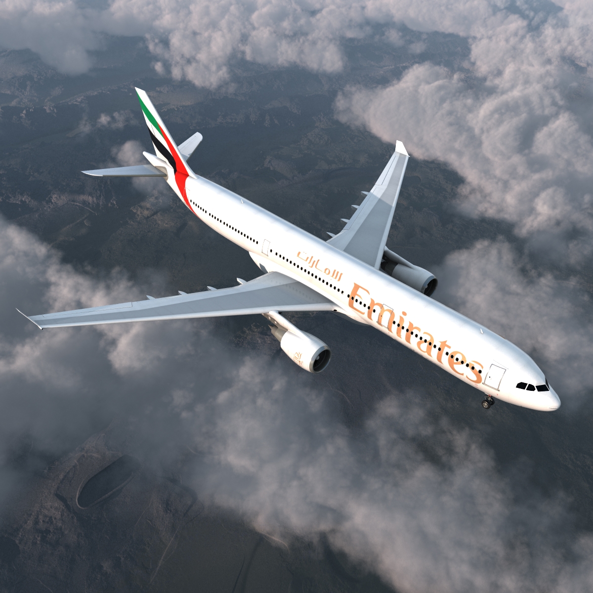 Jet Airliner Airbus A330-300 Emirates 3D