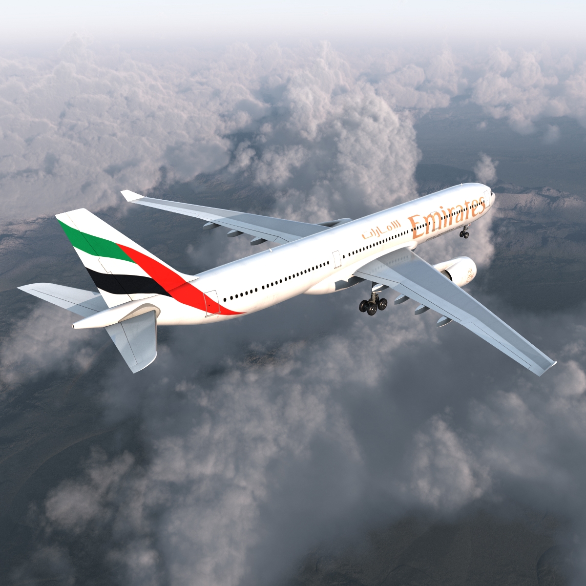 Jet Airliner Airbus A330-300 Emirates 3D