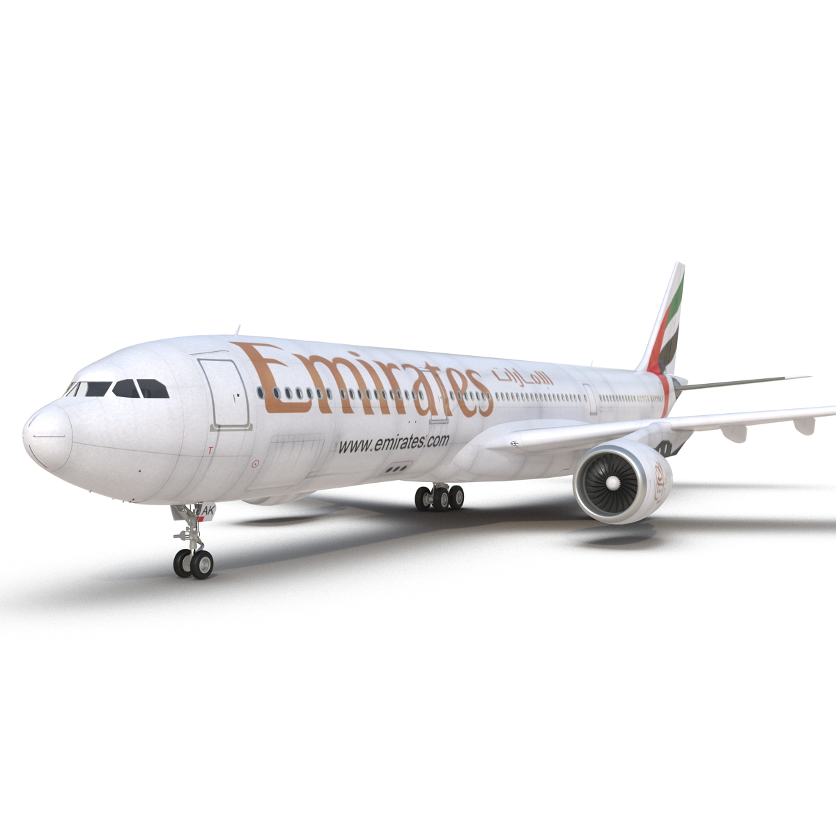 Jet Airliner Airbus A330-300 Emirates Rigged 3D model