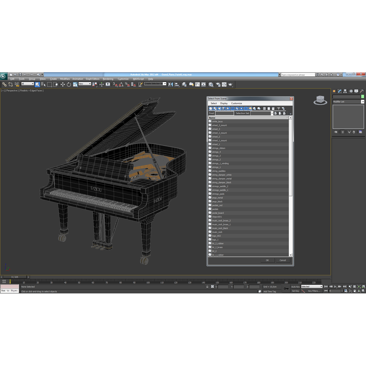 Grand Piano Fazioli 3D model