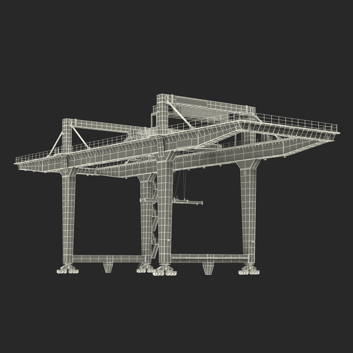 3D model Rail Mounted Gantry Container Crane Blue