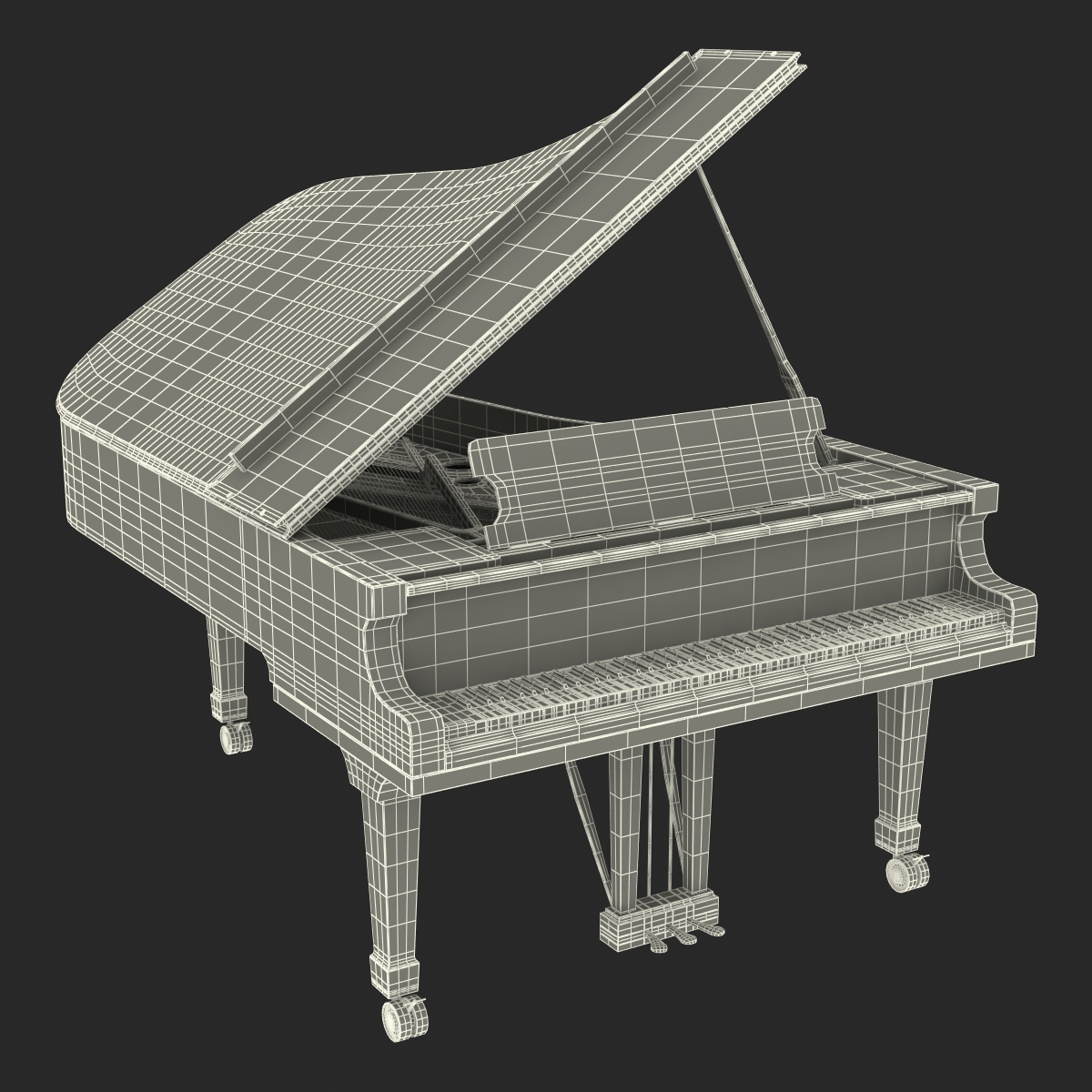 Grand Piano White 3D