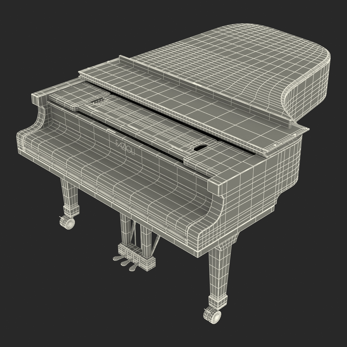 Grand Piano White 3D