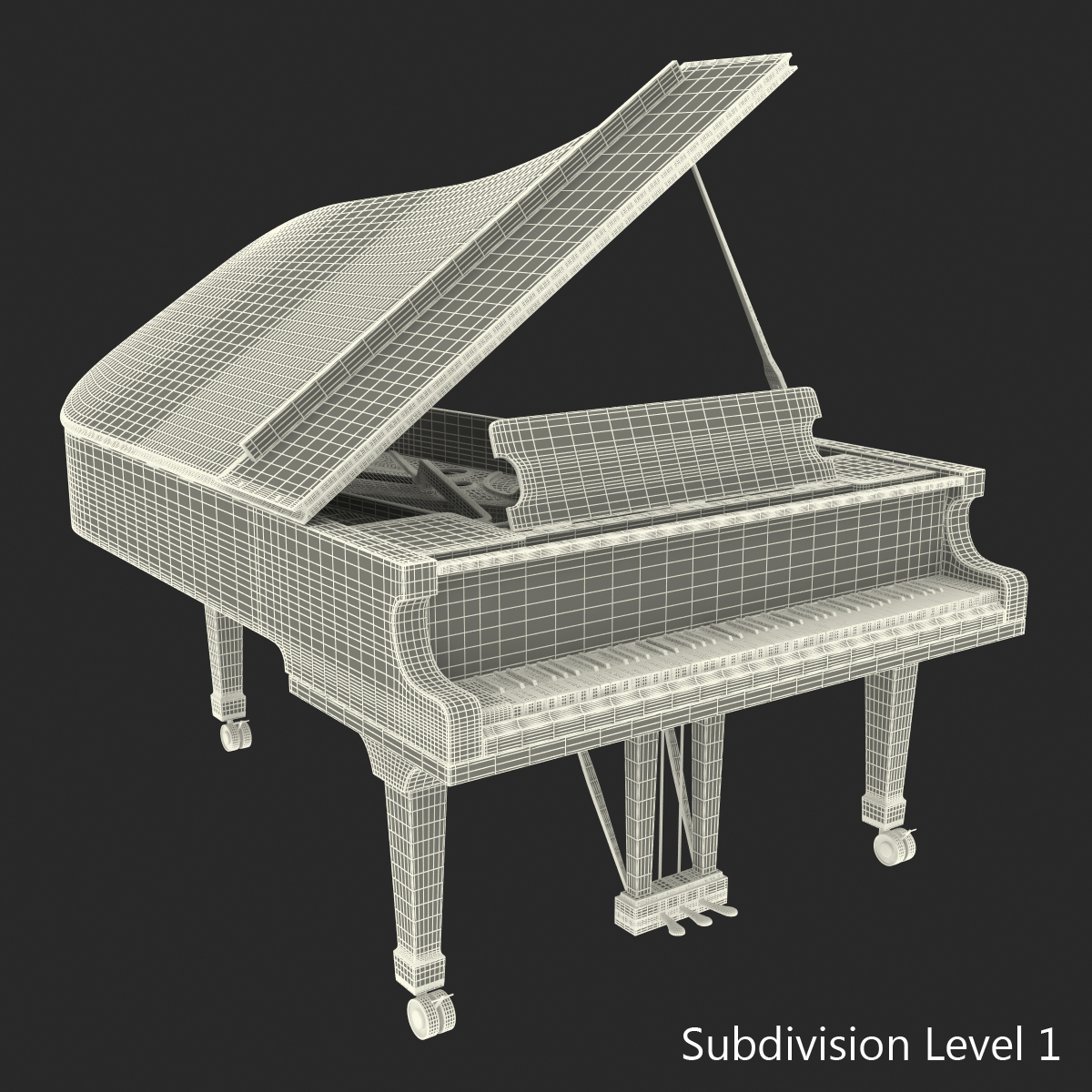 Grand Piano White 3D