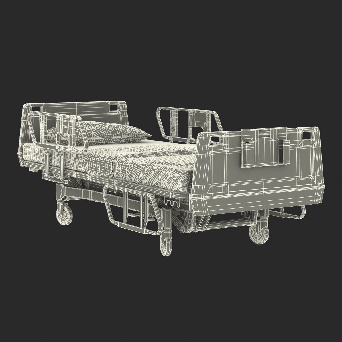 Hospital Bed Rigged 3D model