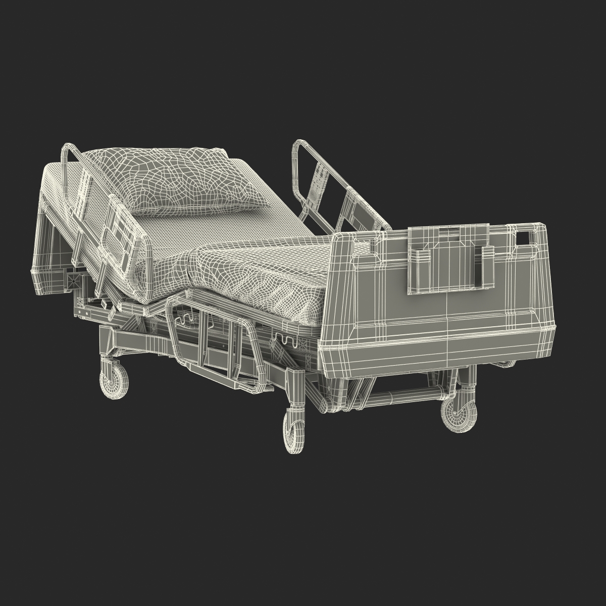 Hospital Bed Rigged 3D model