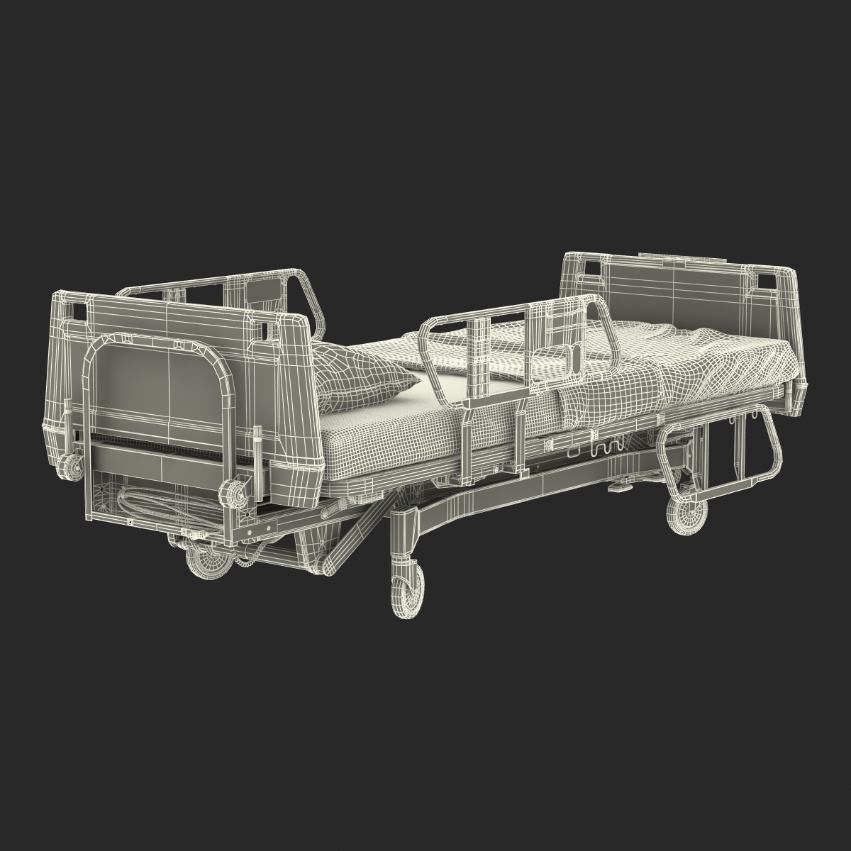 Hospital Bed Rigged 3D model