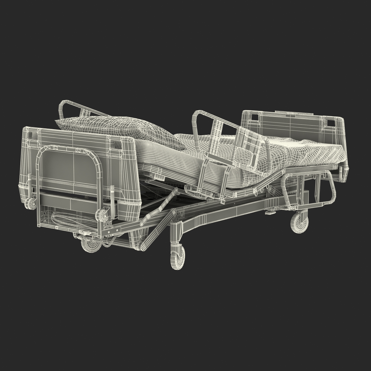 Hospital Bed Rigged 3D model