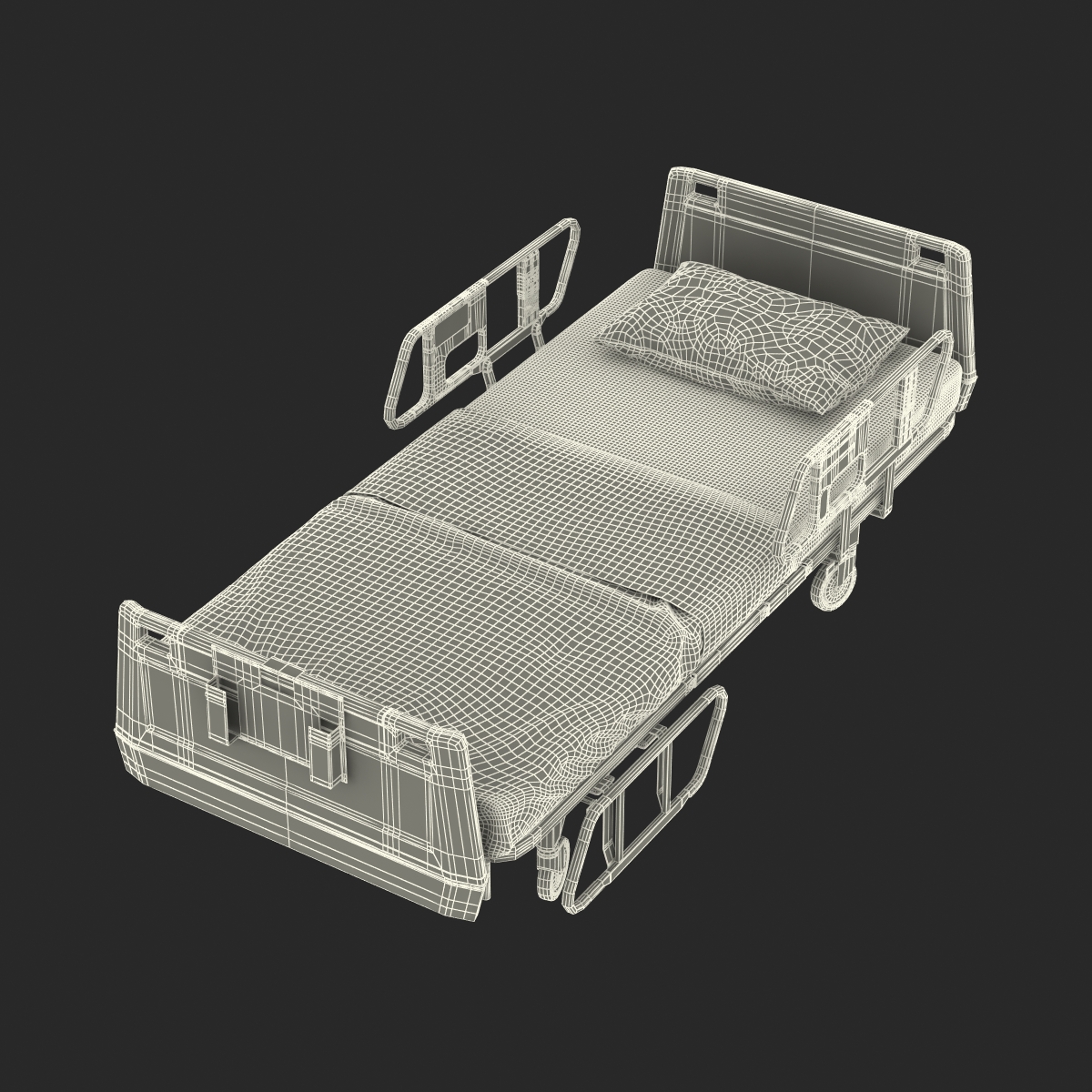 Hospital Bed Rigged 3D model