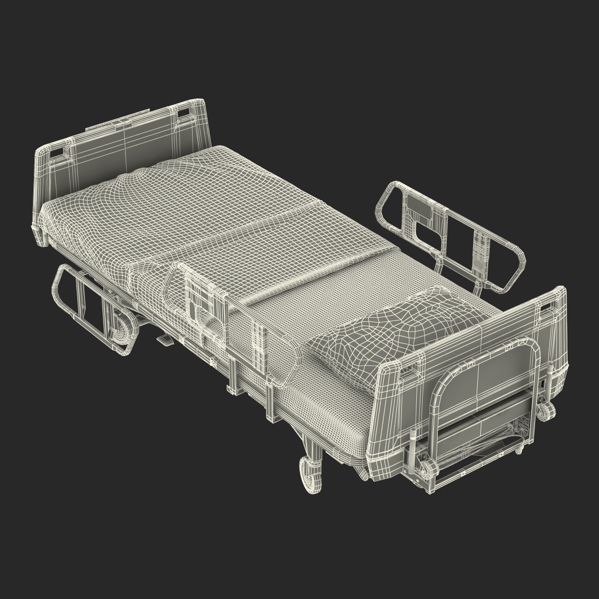 Hospital Bed Rigged 3D model