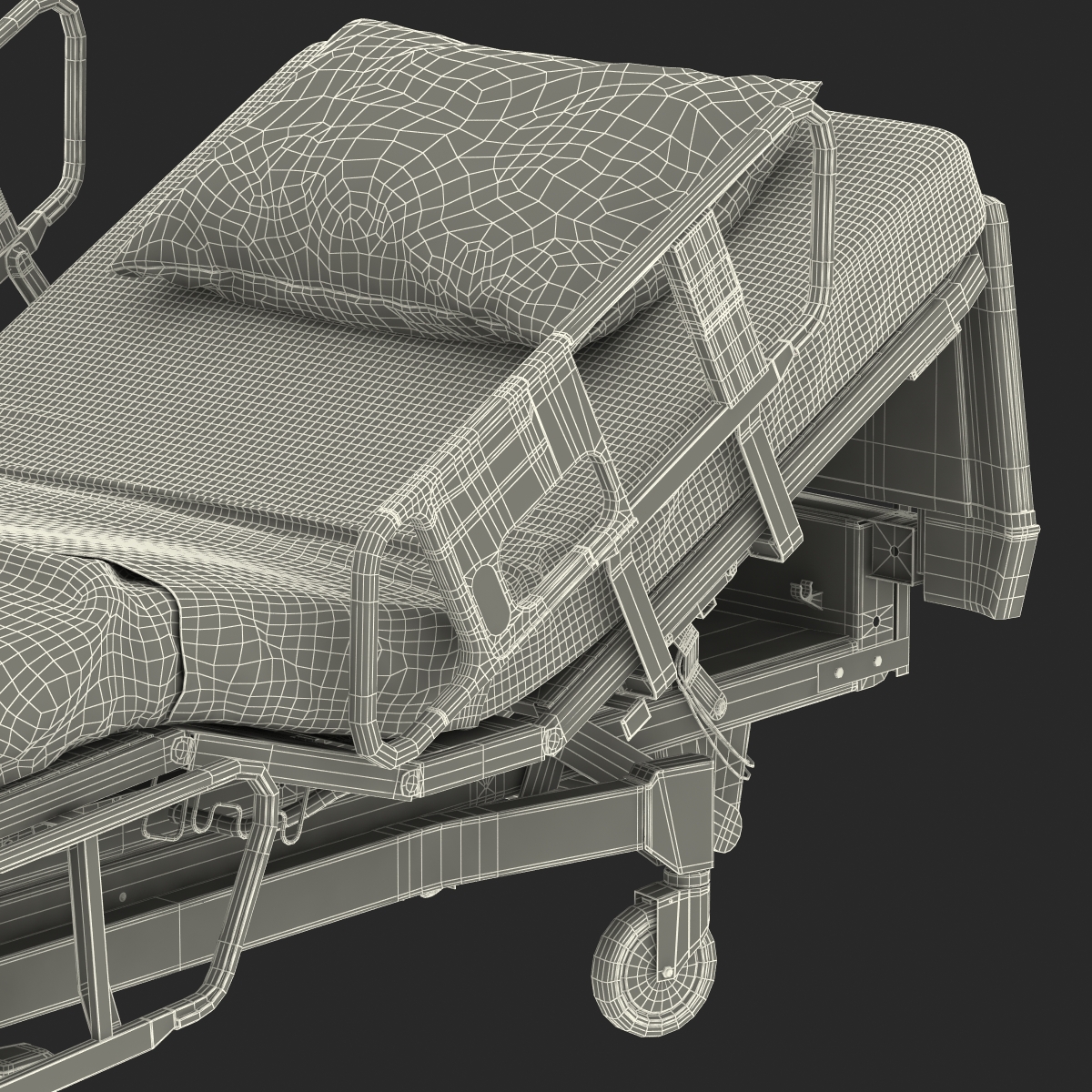 Hospital Bed Rigged 3D model