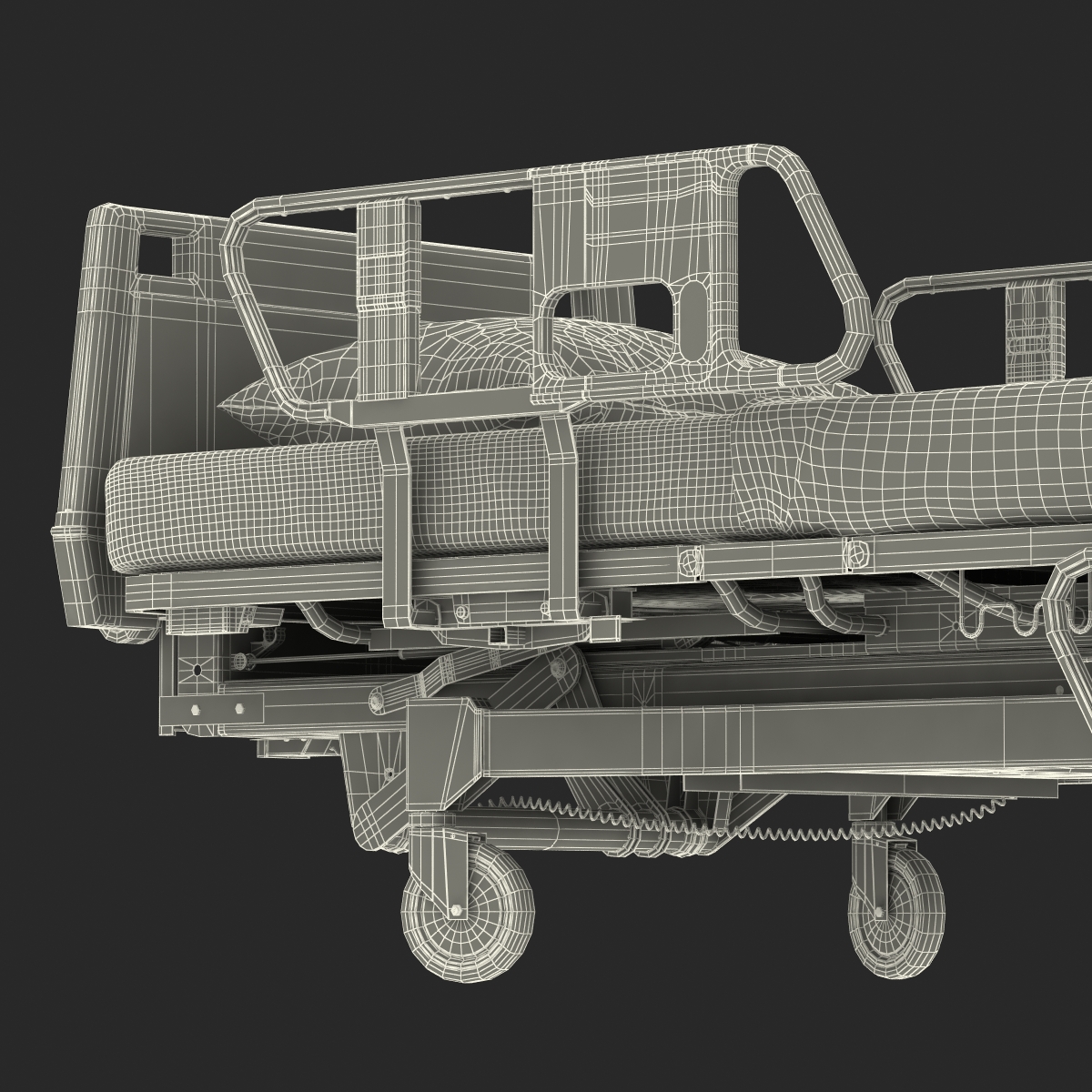 Hospital Bed Rigged 3D model