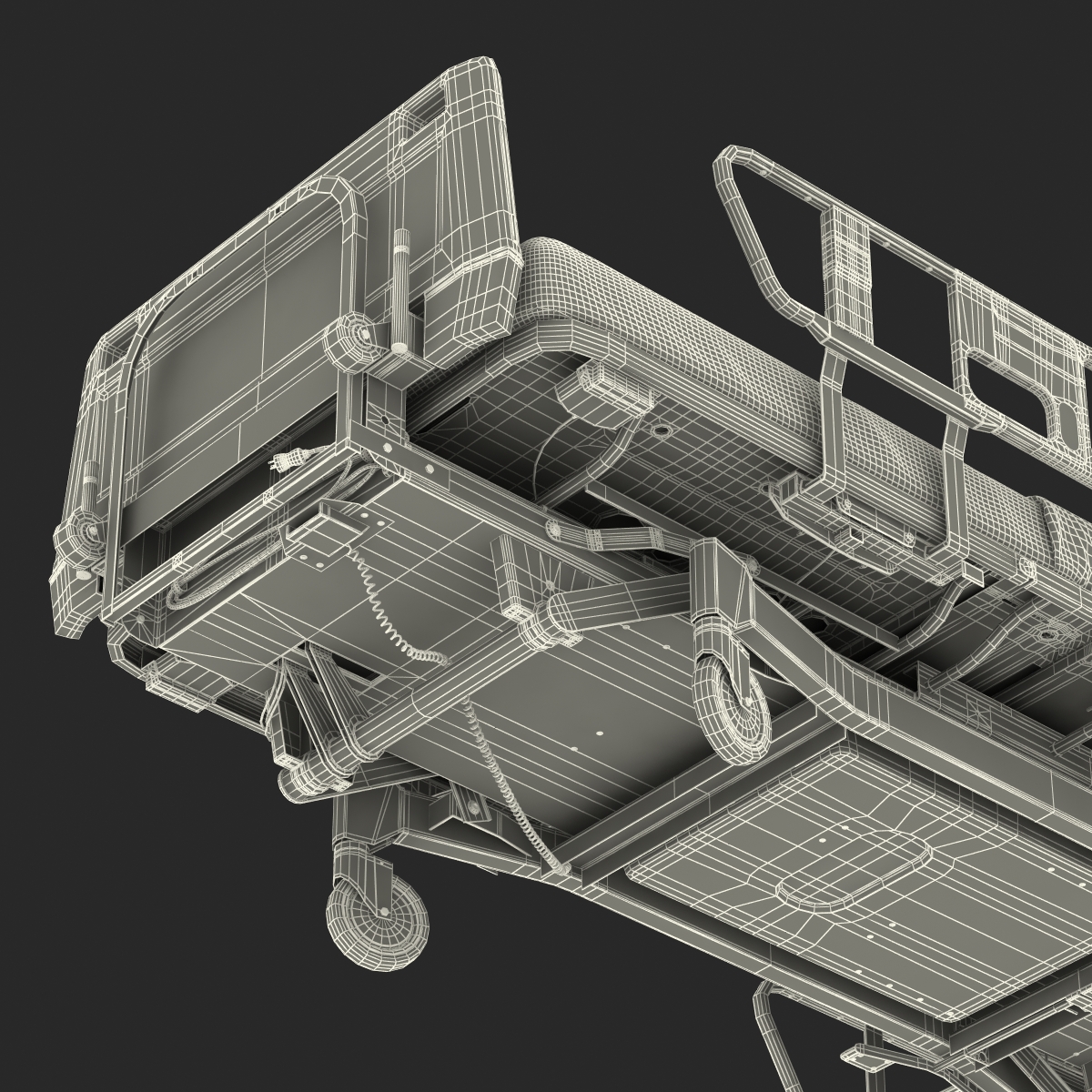 Hospital Bed Rigged 3D model