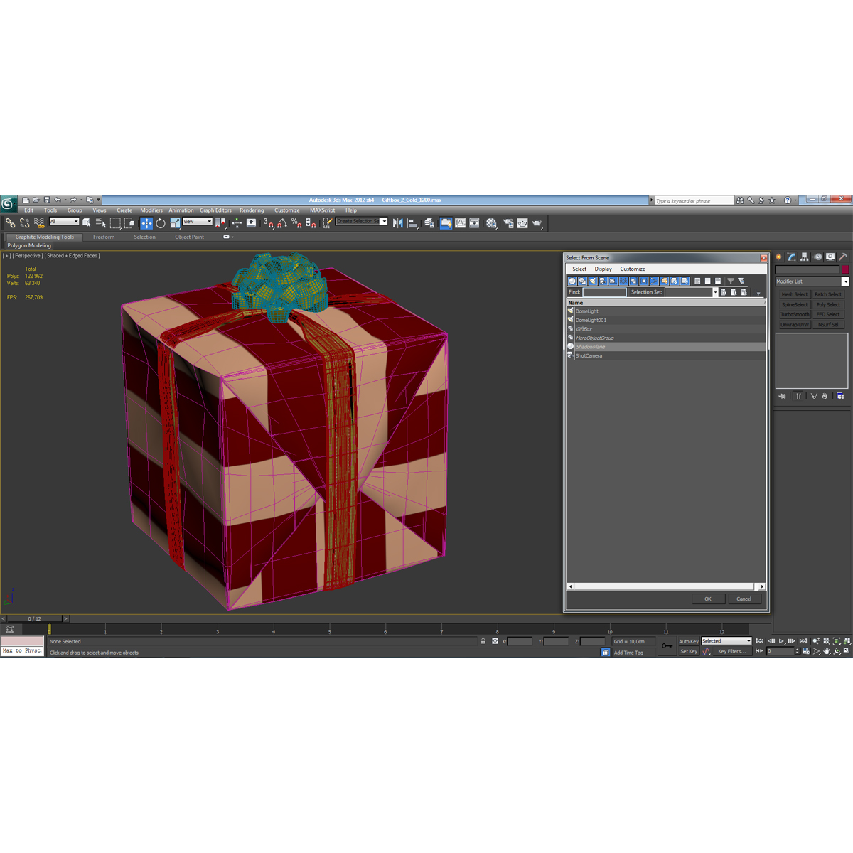 Giftbox 2 Gold 3D model