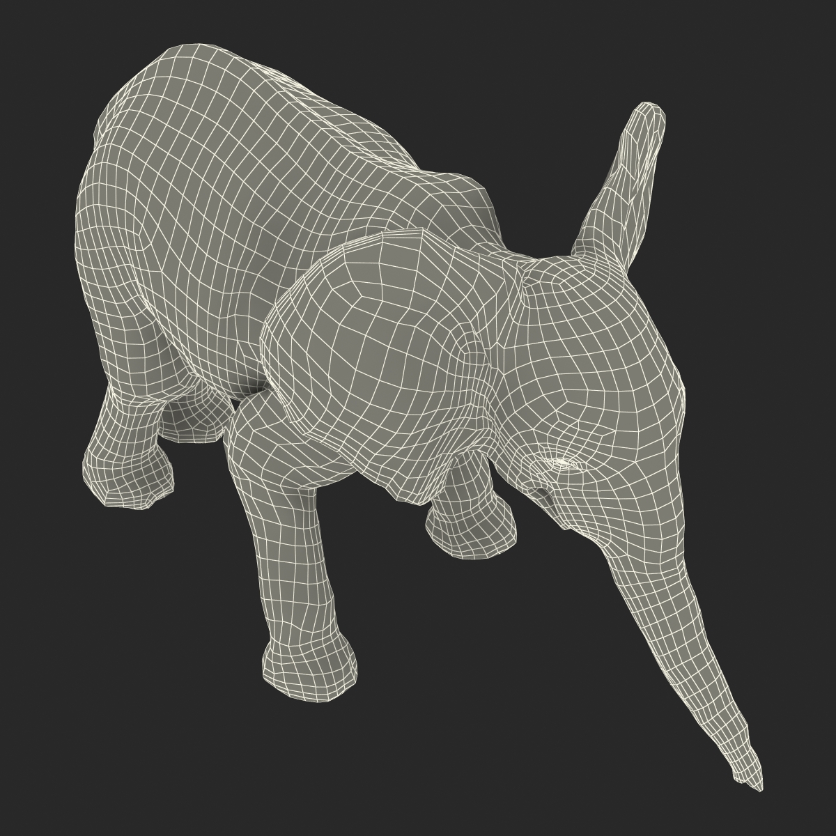 Baby Elephant Pose 3 with Fur 3D model