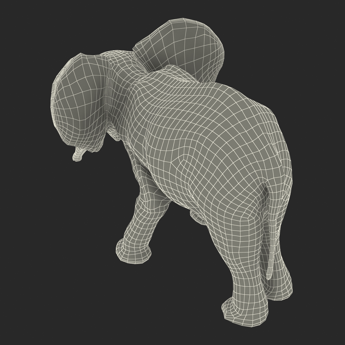 Baby Elephant Pose 3 with Fur 3D model