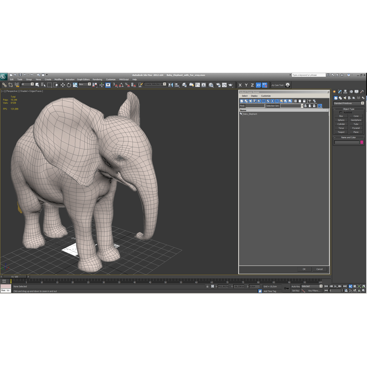 Baby Elephant with Fur 3D