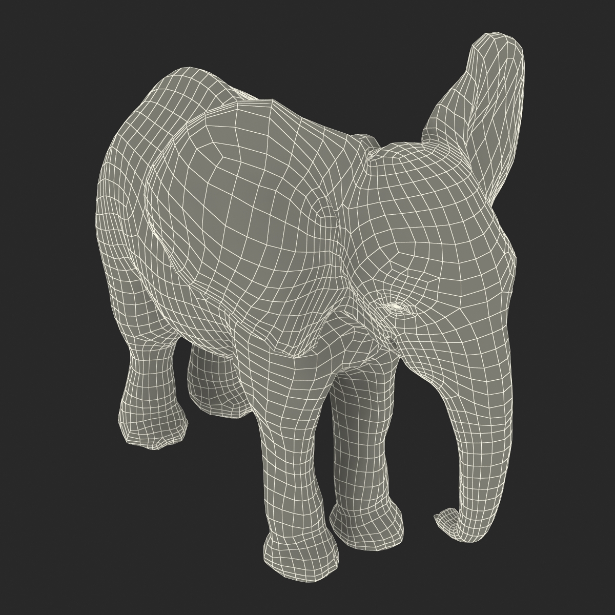 Baby Elephant with Fur 3D