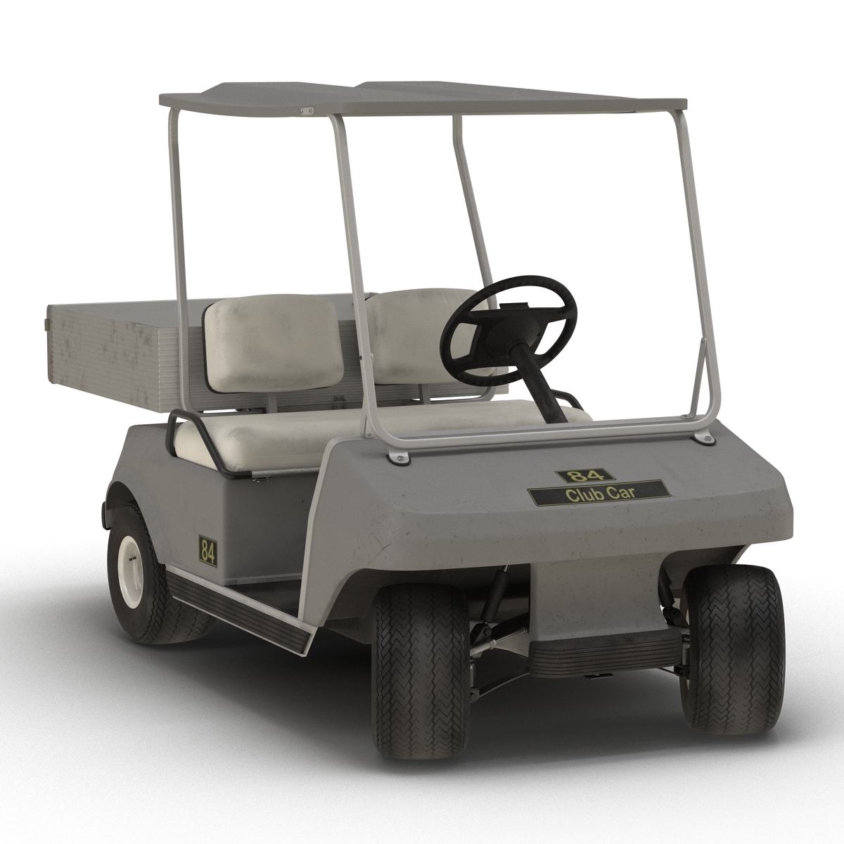 3D Golf Cart Gray Rigged