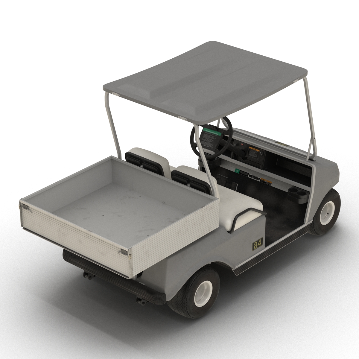 3D Golf Cart Gray Rigged