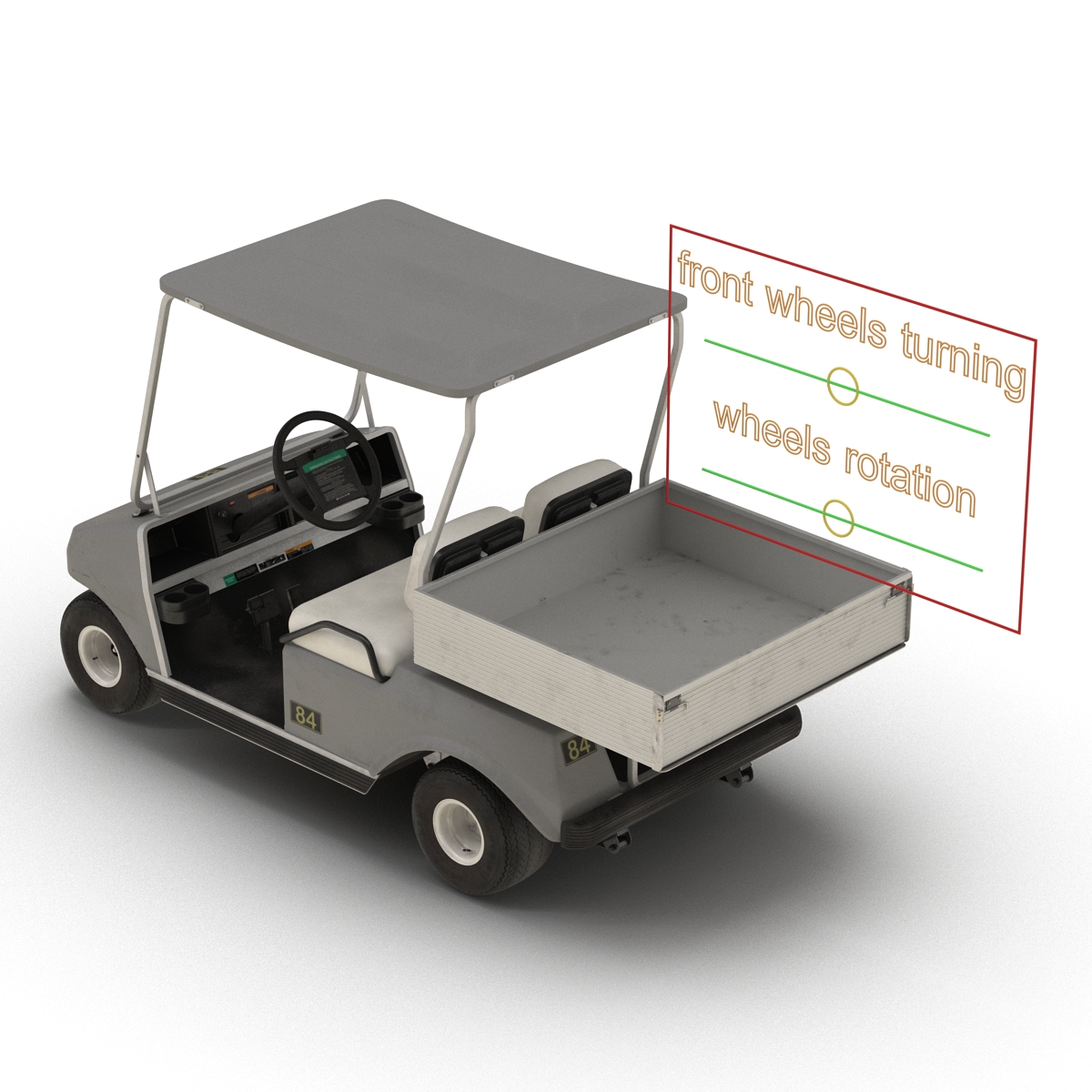 3D Golf Cart Gray Rigged