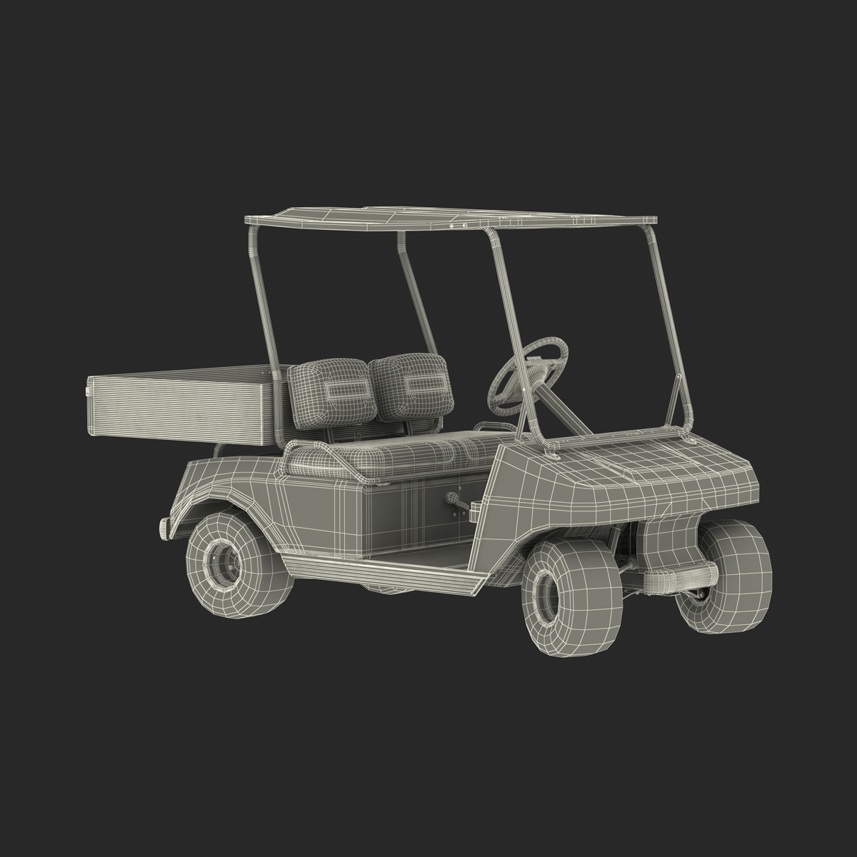 3D Golf Cart Gray Rigged