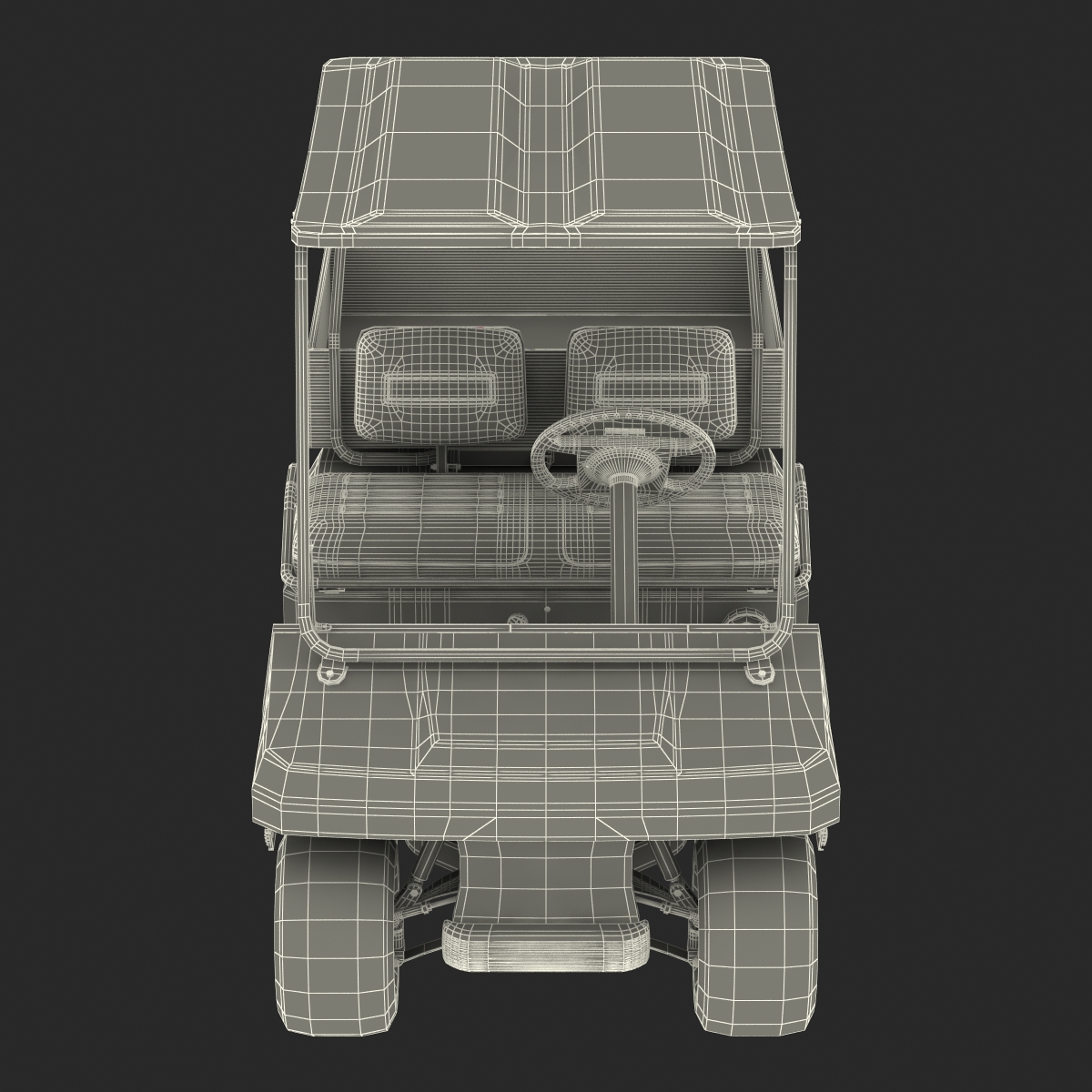 3D Golf Cart Gray Rigged