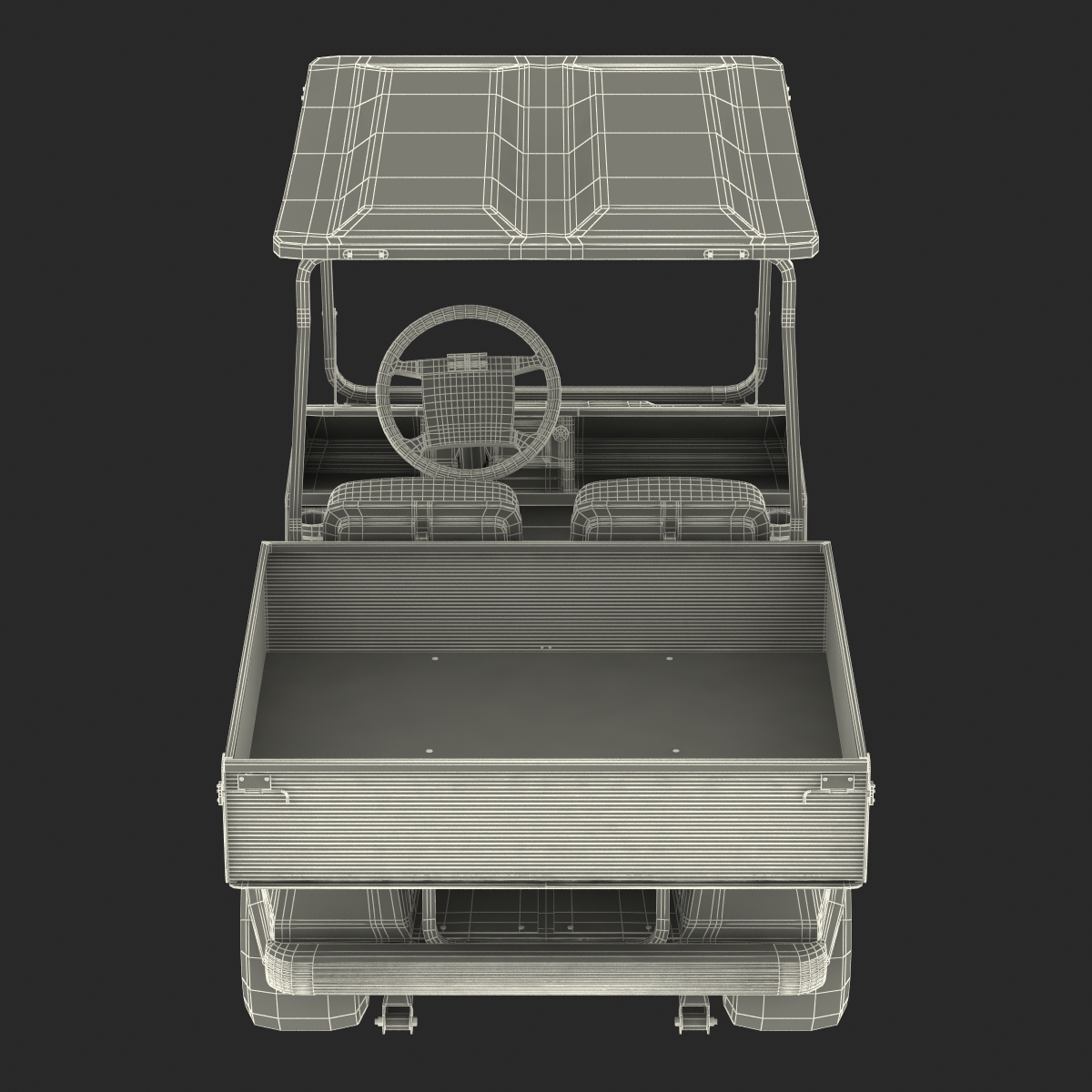 3D Golf Cart Gray Rigged