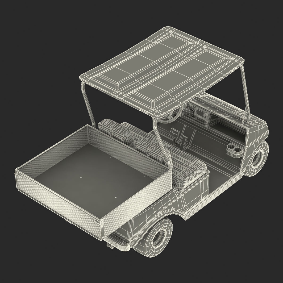 3D Golf Cart Gray Rigged