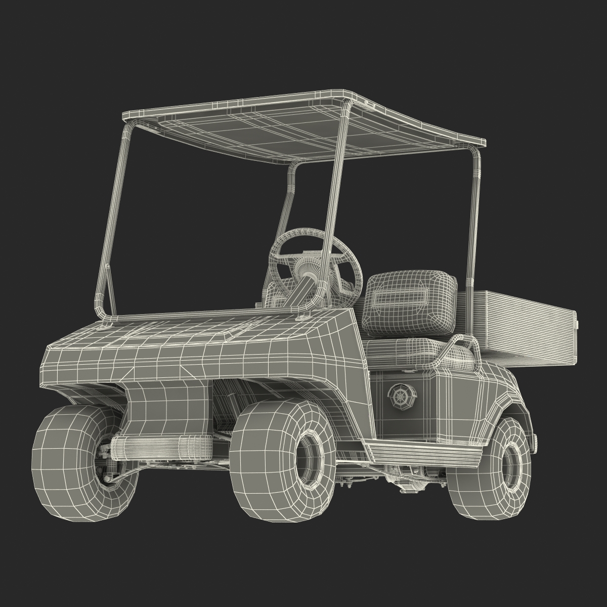 3D Golf Cart Gray Rigged