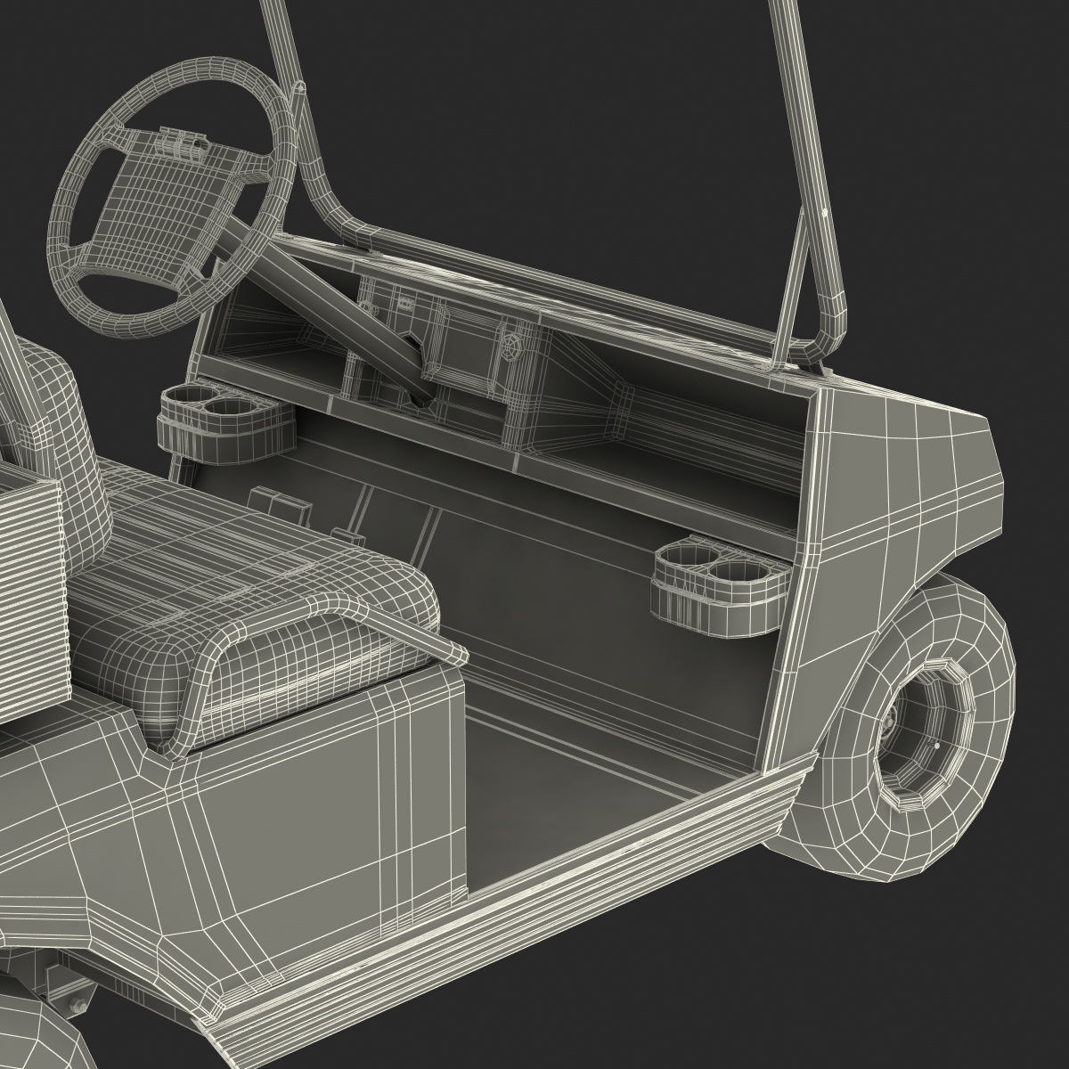 3D Golf Cart Gray Rigged