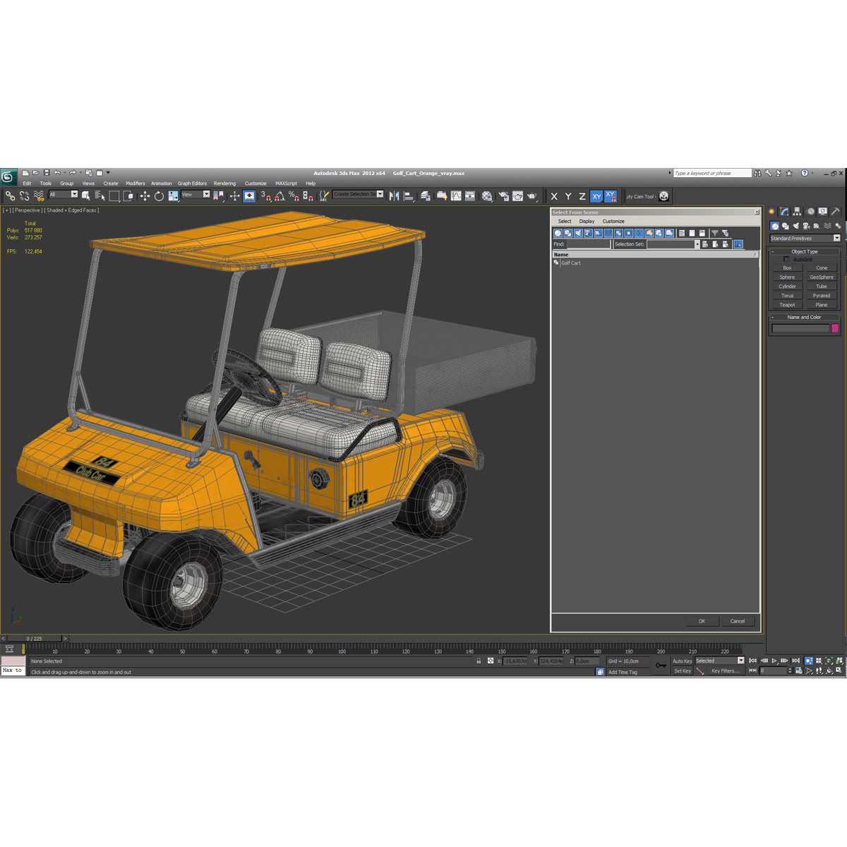 3D Golf Cart Orange