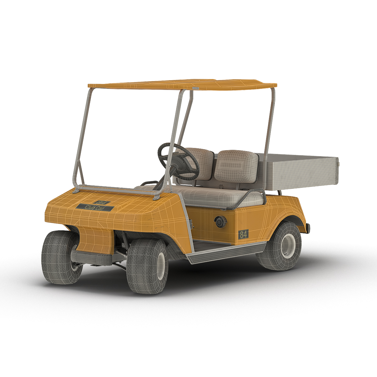 3D Golf Cart Orange Rigged model