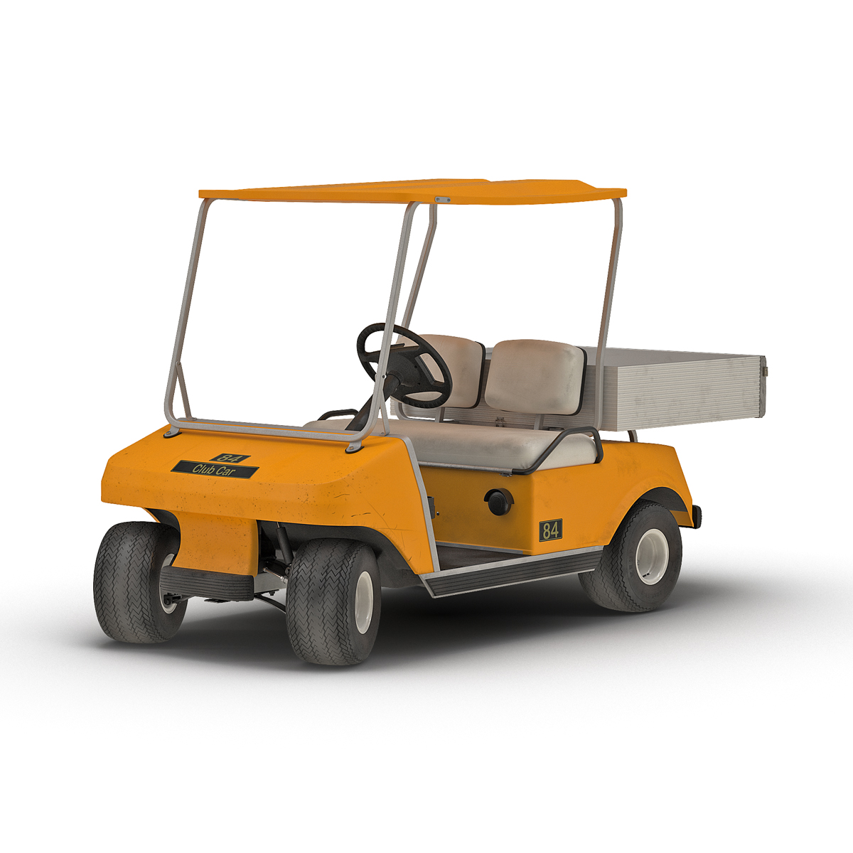 3D Golf Cart Orange Rigged model