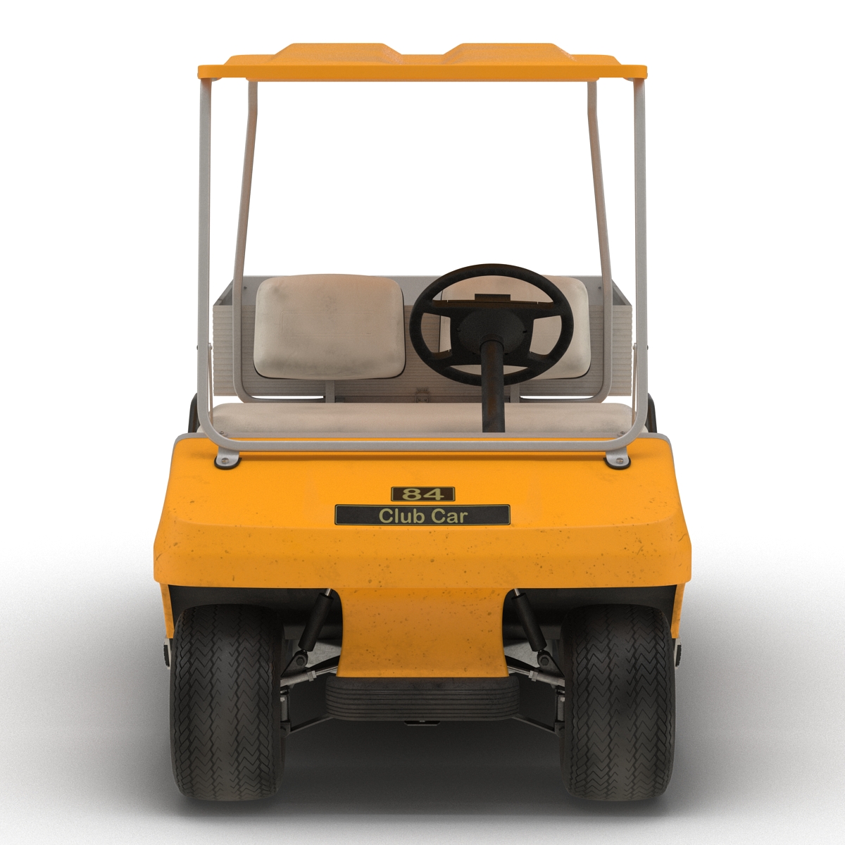 3D Golf Cart Orange Rigged model