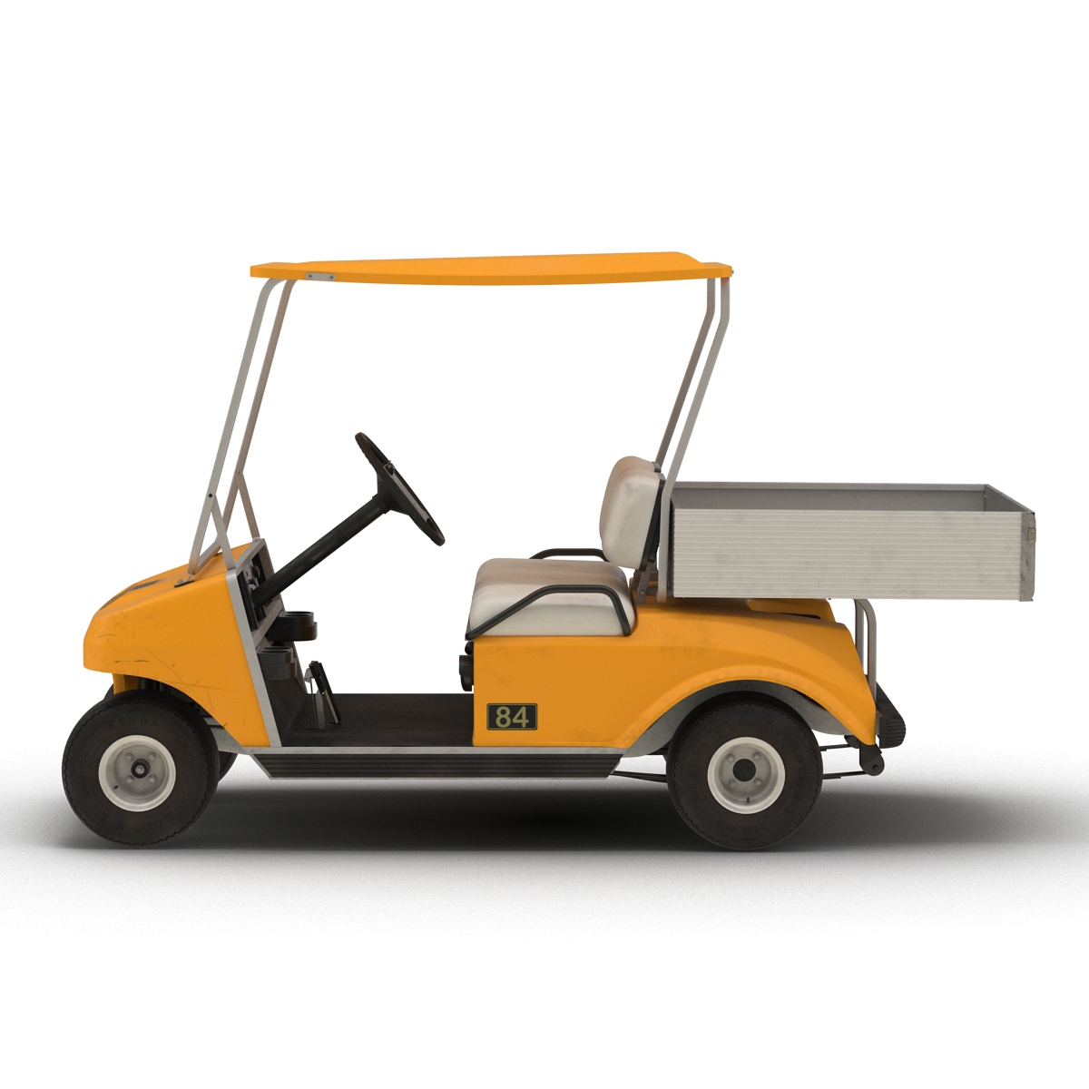 3D Golf Cart Orange Rigged model