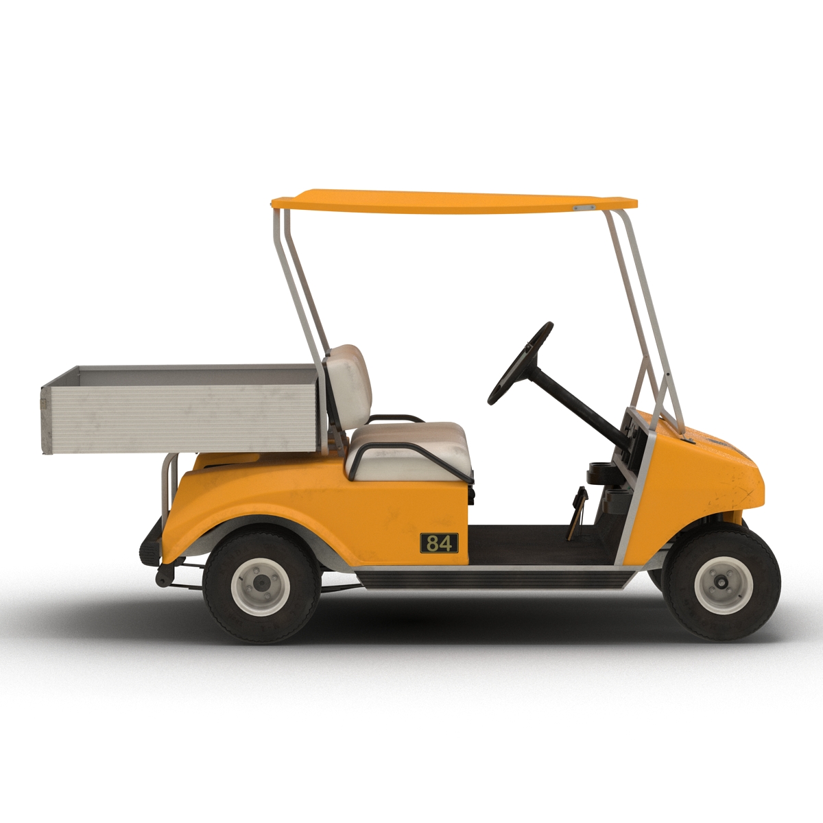 3D Golf Cart Orange Rigged model