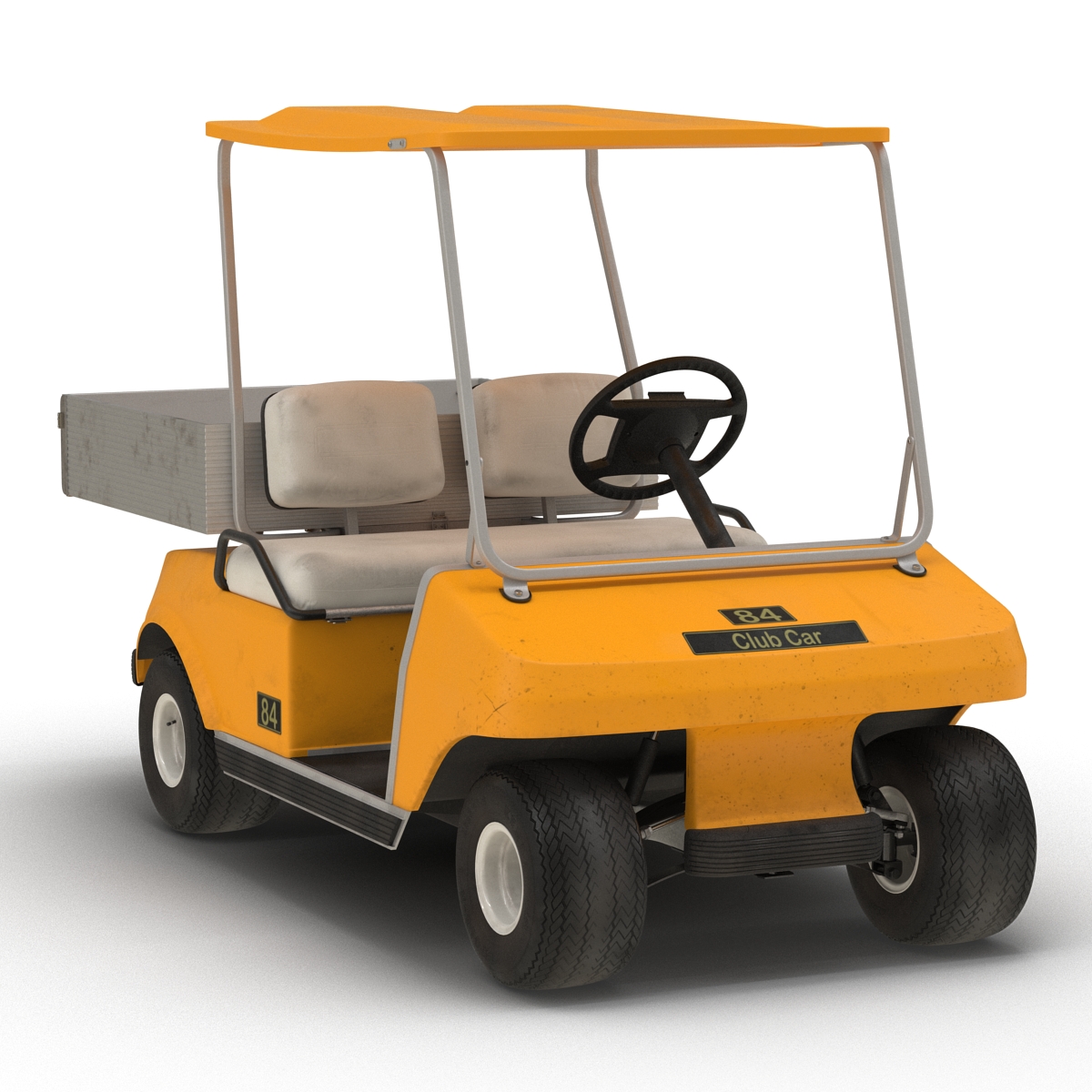 3D Golf Cart Orange Rigged model