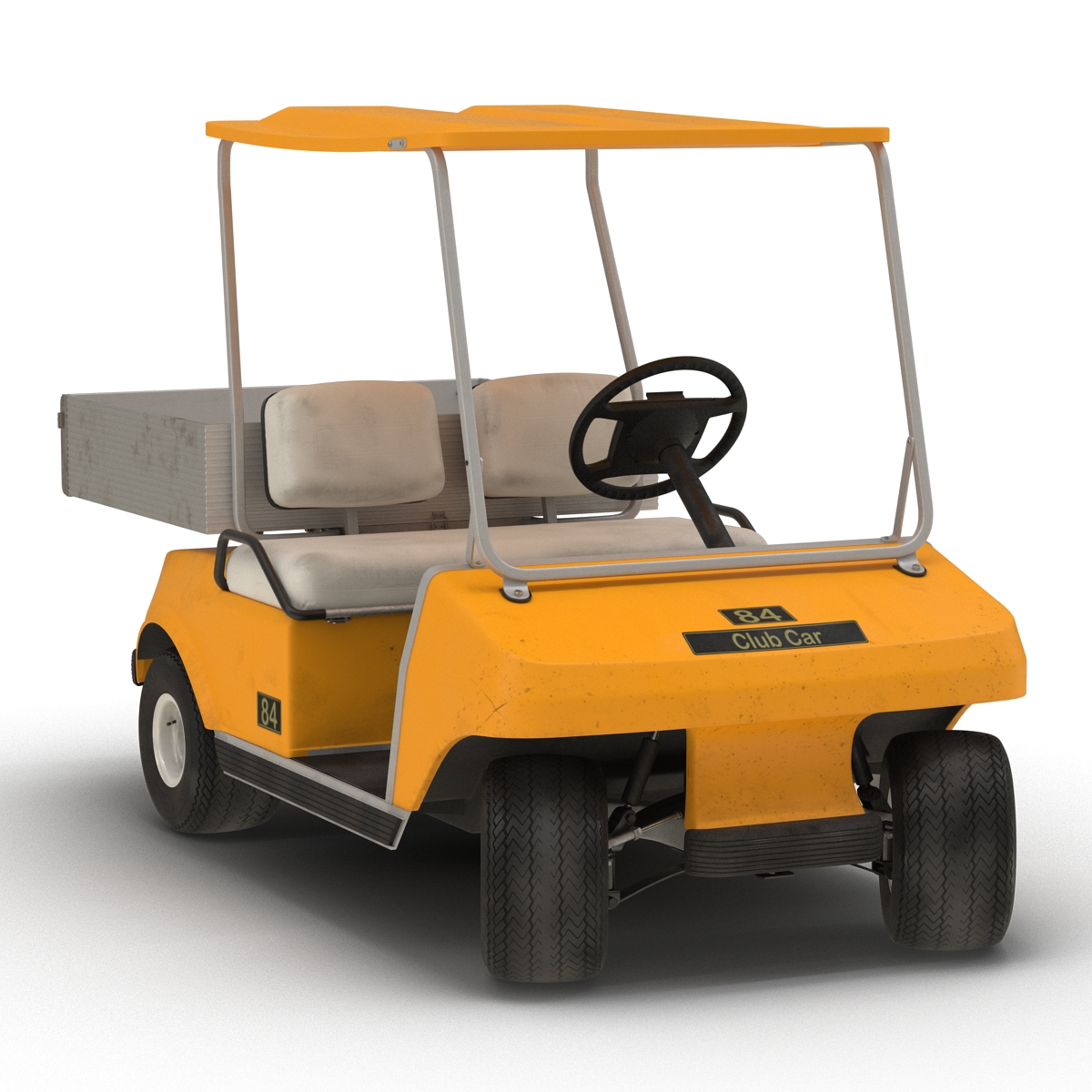 3D Golf Cart Orange Rigged model