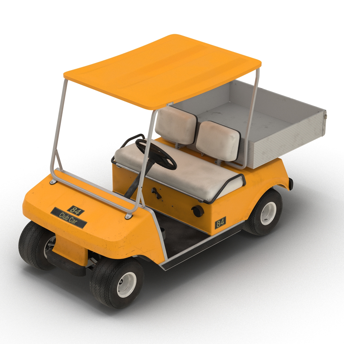 3D Golf Cart Orange Rigged model