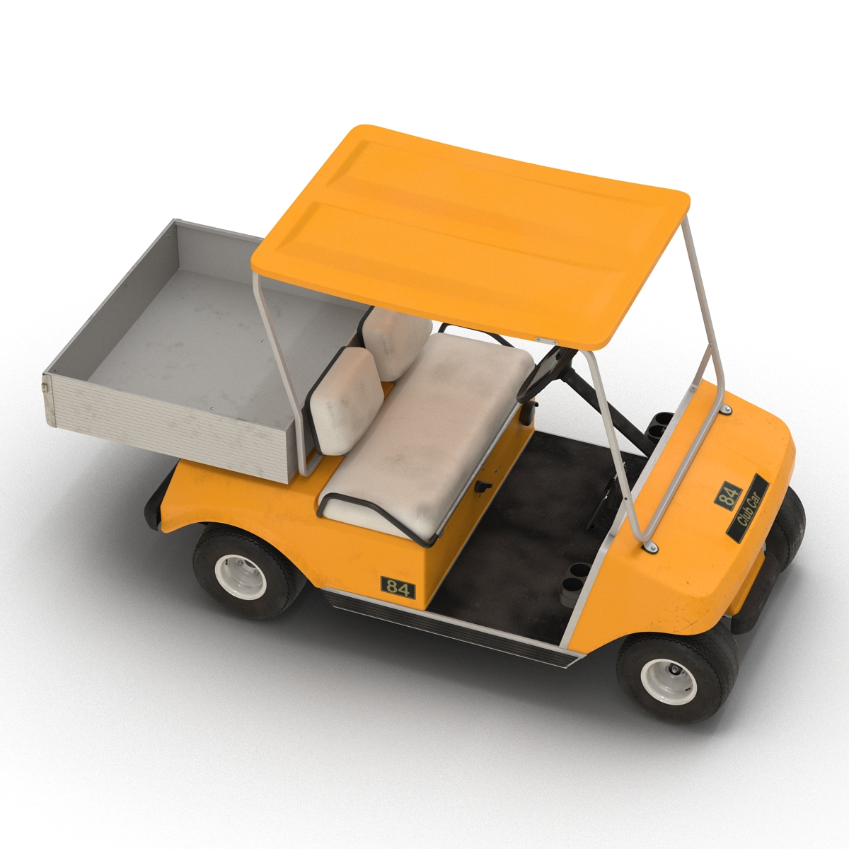 3D Golf Cart Orange Rigged model