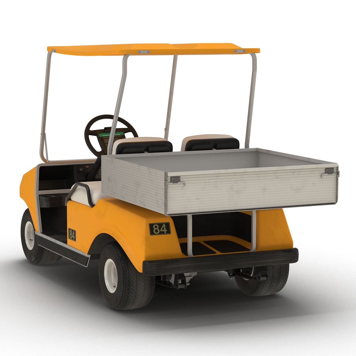 3D Golf Cart Orange Rigged model