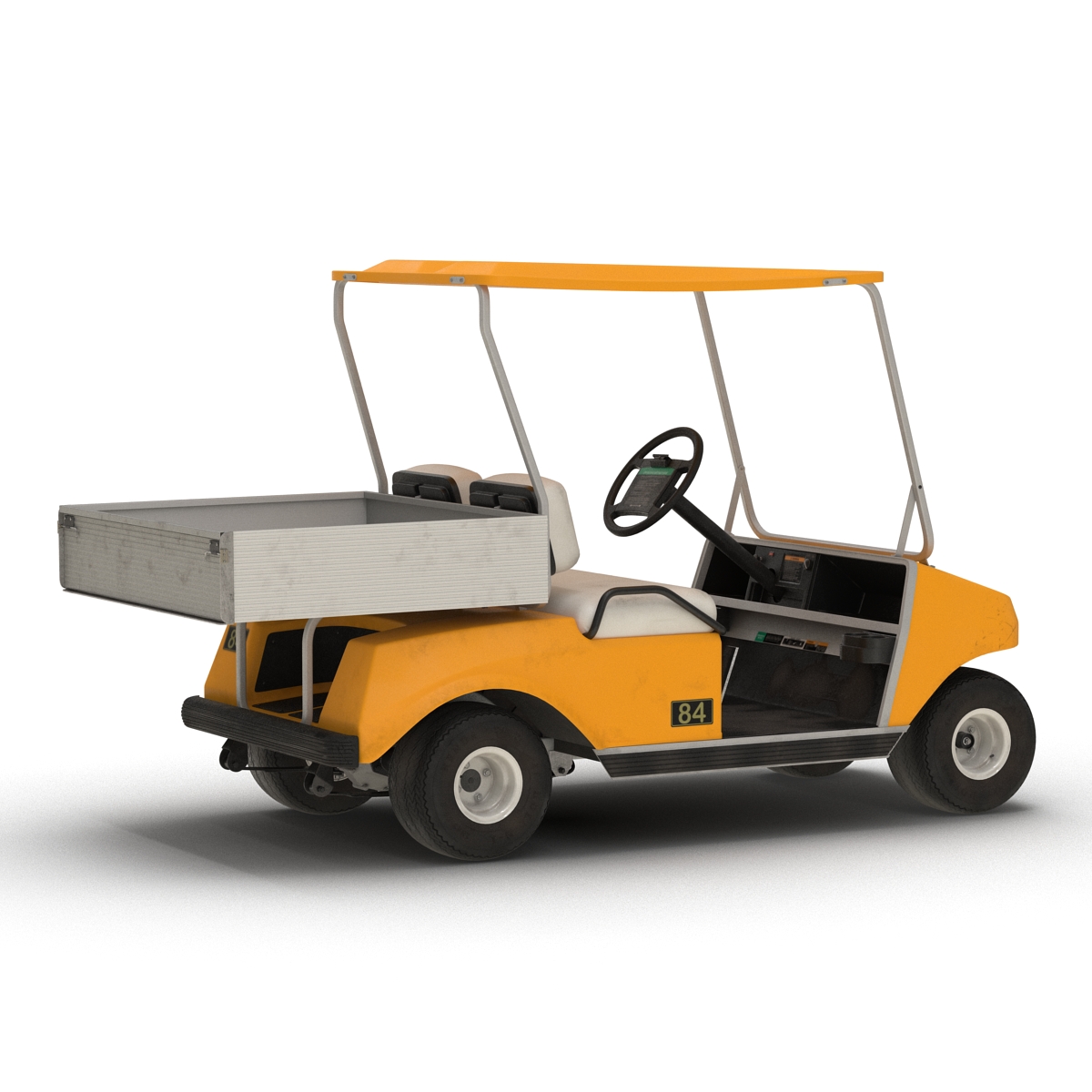 3D Golf Cart Orange Rigged model