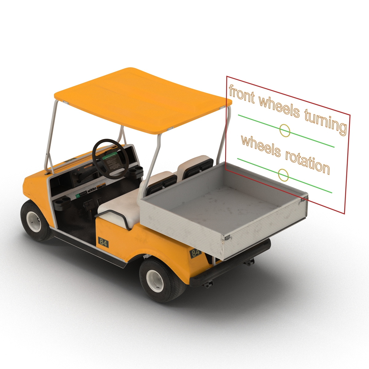 3D Golf Cart Orange Rigged model