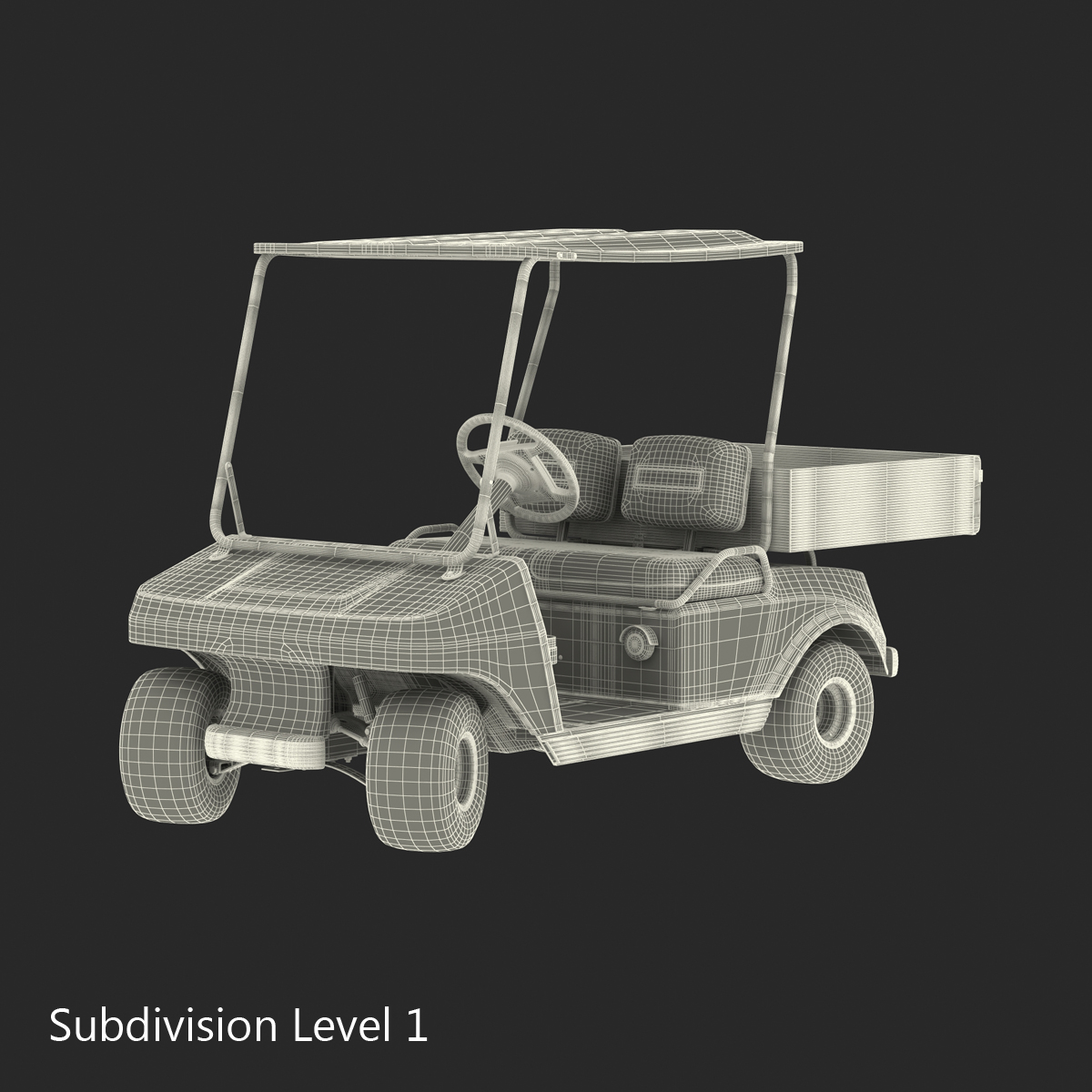 3D Golf Cart Orange Rigged model